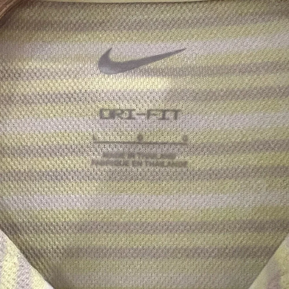Nike Men's Large Dri-Fit Lime‎ Green And Grey Stripe Polo Golf Shirt